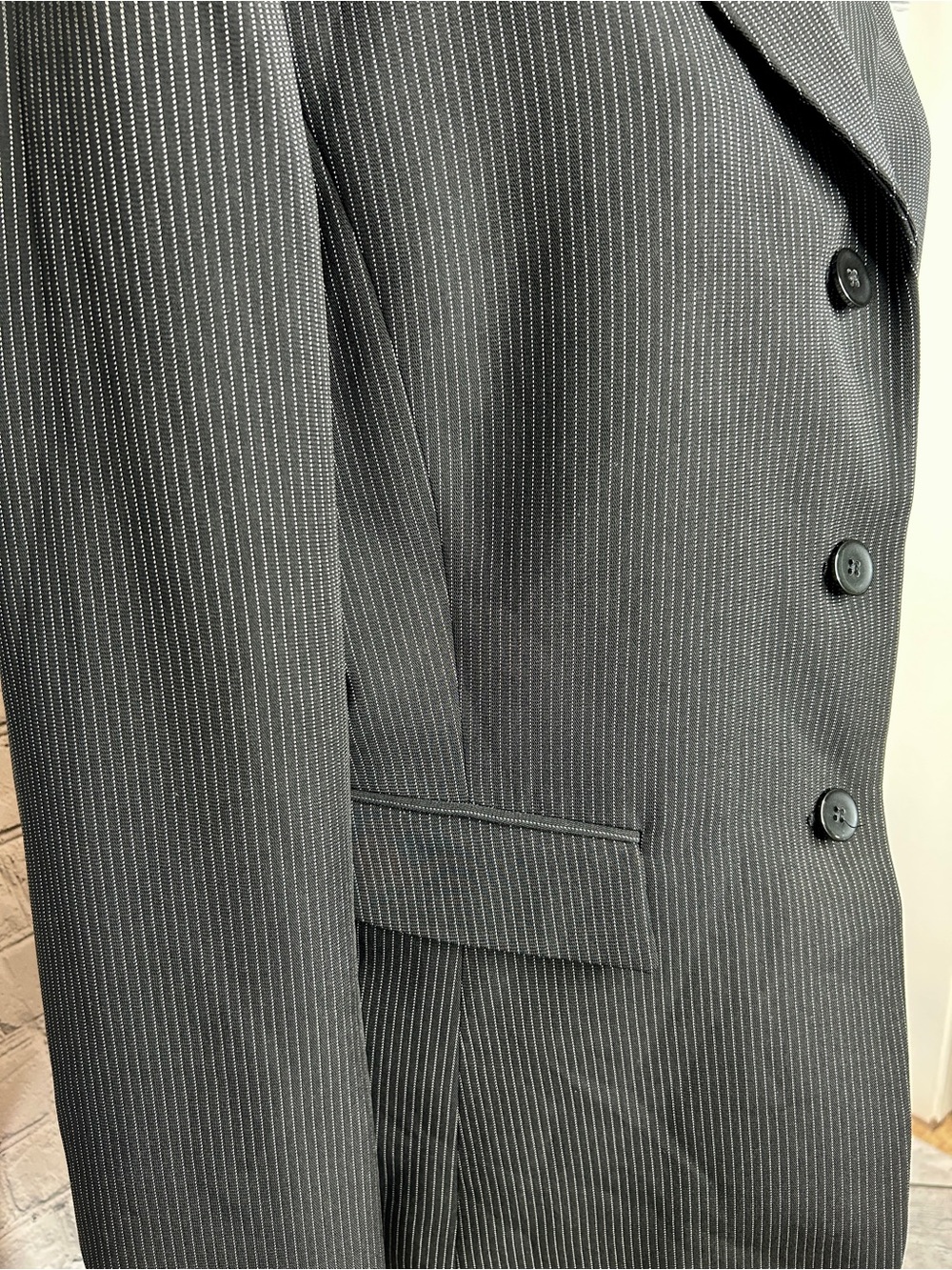 Tahari Women's Dark Gray Pinstripe Blazer - Picture 3 of 8
